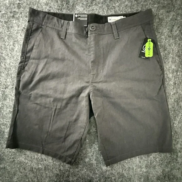 Volcom Frickin Modern Stretch Chino Shorts 36 Charcoal NWT Skate Surf Repreve