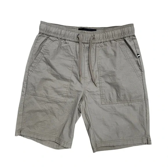 Edgar + Ash Men Small Gray Cotton Drawstring Casual Utility Shorts Flat Front