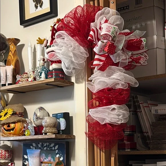 Festive Candy Cane Holiday Wreath