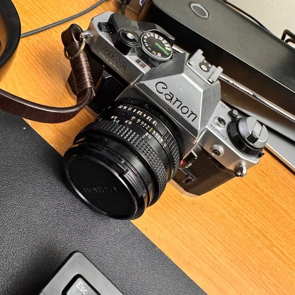 Canon Black and Silver Camera