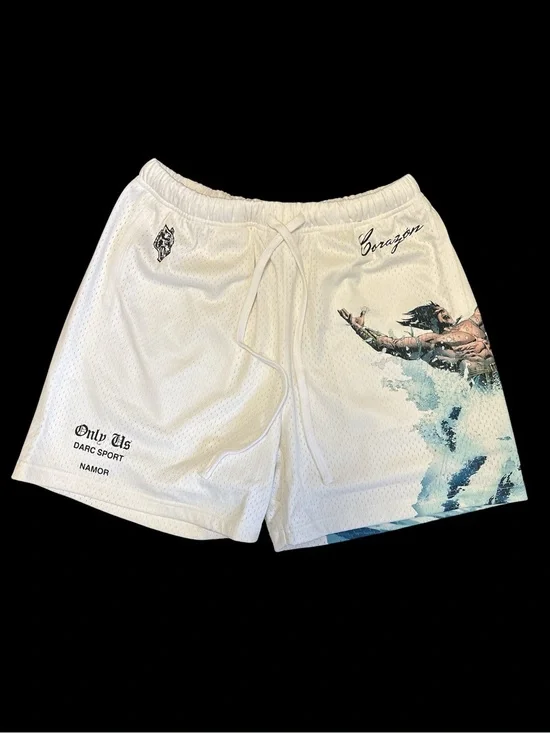 Darc Sport Marvel Collab Corazón White Mesh Shorts Size: Medium NWT