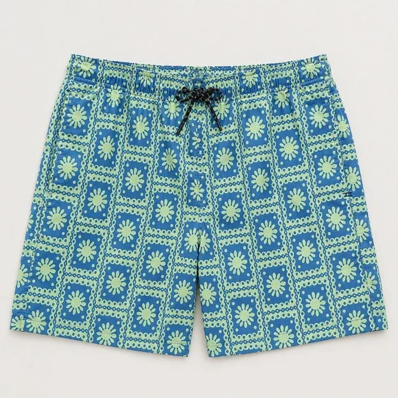 Toad & Co Mens Boundless Pull-On Short XL Blue Green Floral 7