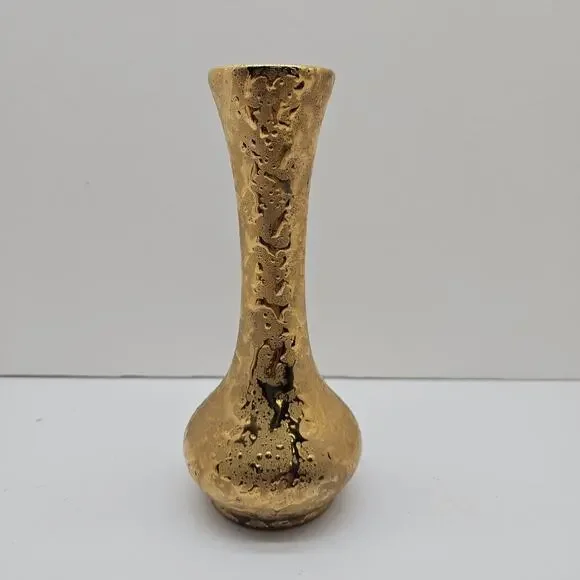 Dixon Art Studio Weeping Gold Budvase Ceramic 22k Gold Painted