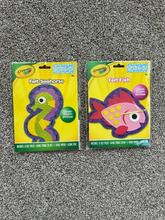 Crayola Felt Fish & Seahorse Craft Kits - Purple, Green, Yellow, Pink