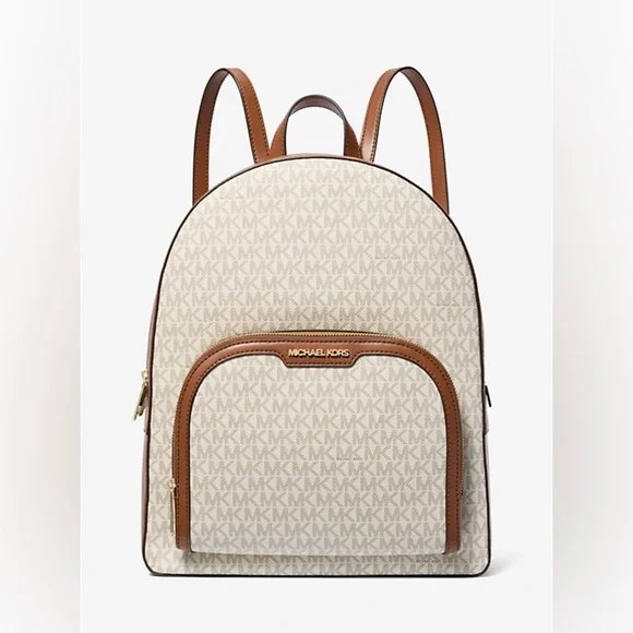Michael Kors Jaycee Large Logo Backpack. Color : Vanilla