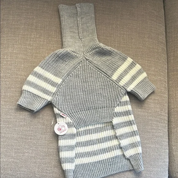Gray Striped Pet Sweater/coat