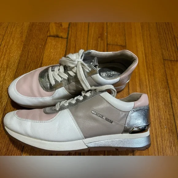 Michael KORS ALLIE Cement Soft Pink Silver Trainer Sneakers US 9 LOVE SHOES