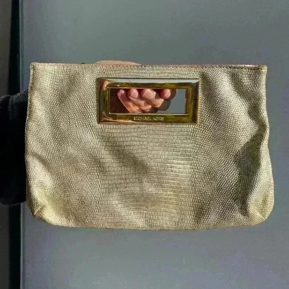 Michael Kors Gold Clutch Hand Bag