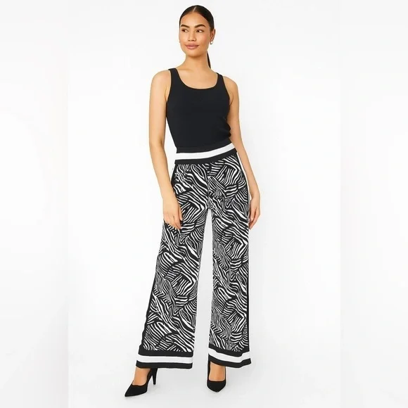 MICHAEL KORS ZEBRA PRINT WIDE LEG PANTS