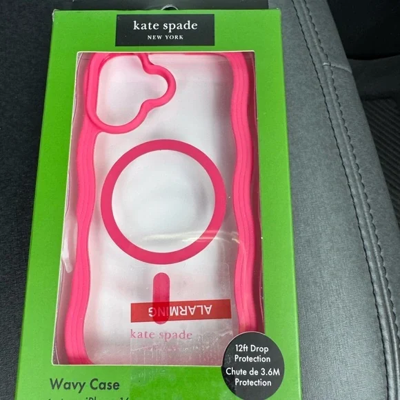 Kate Spade clear/Pink iPhone 16 WAVY Case-stylish & helps with grip🩷♠️see photos