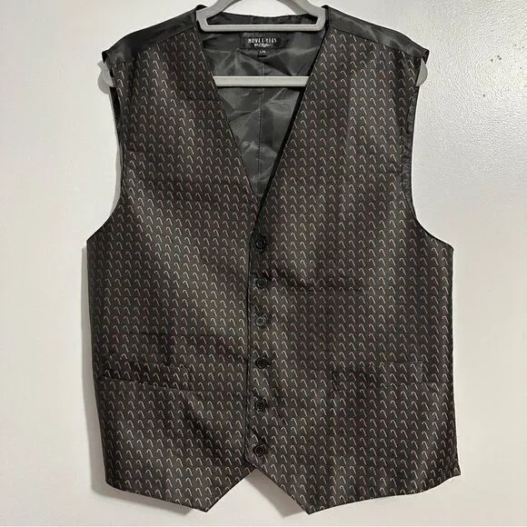 Novel-ties By Roffe Black Suit Vest Holiday Candycanes Christmas. Size L/XL