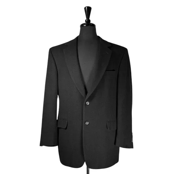 Jos. A. Bank Mens 42R Camel Hair Blazer Black 2 Button Sport Coat Jacket