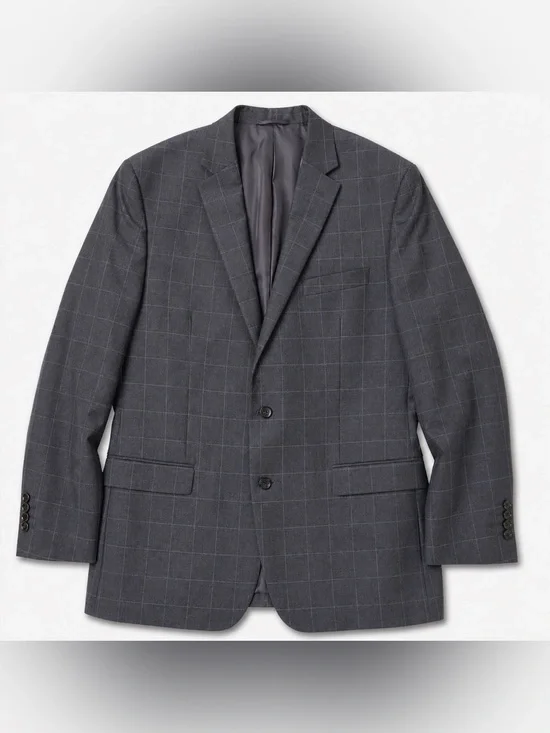 Lauren Ralph Lauren Mens 42L Gray Blue Check 100% Wool Blazer Sport Coat EUC