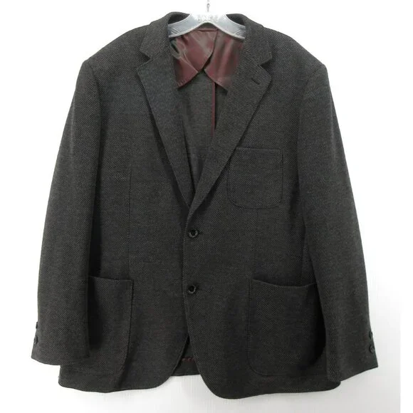 Ibiza Sport Coat 44 Blazer Wool Blend Herringbone Jacket Unstructured