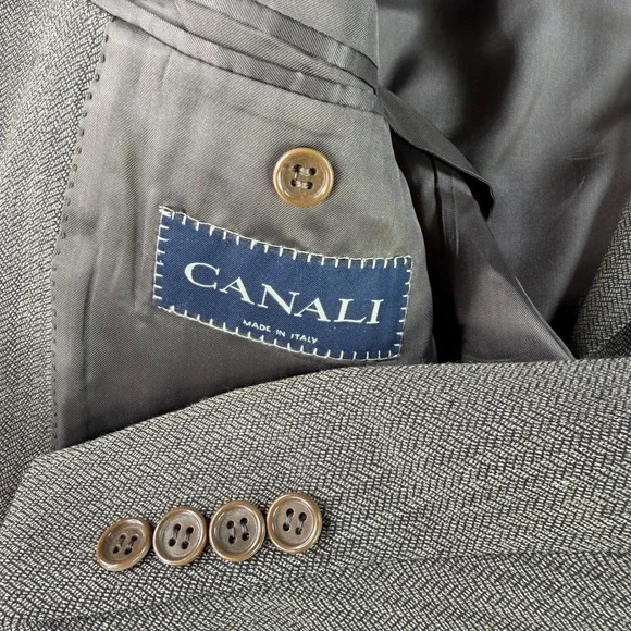Canali Suit Men 56 XL Brown Wool 3-Button Pleated Cuffed Made in Italy Birdseye