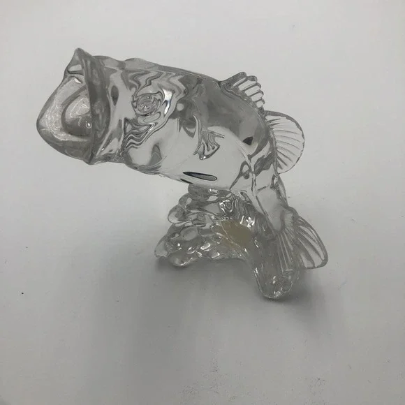 BASS FISH FIGURINE Rare Germany‎ Crystal Wonders of The Wild #989 Princess House