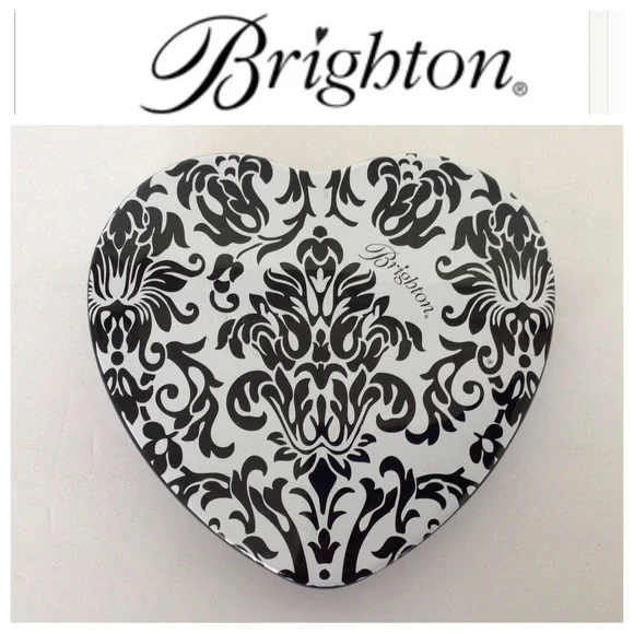BRIGHTON LARGE BLACK WHITE JEWELRY TIN LARGE SIZE
