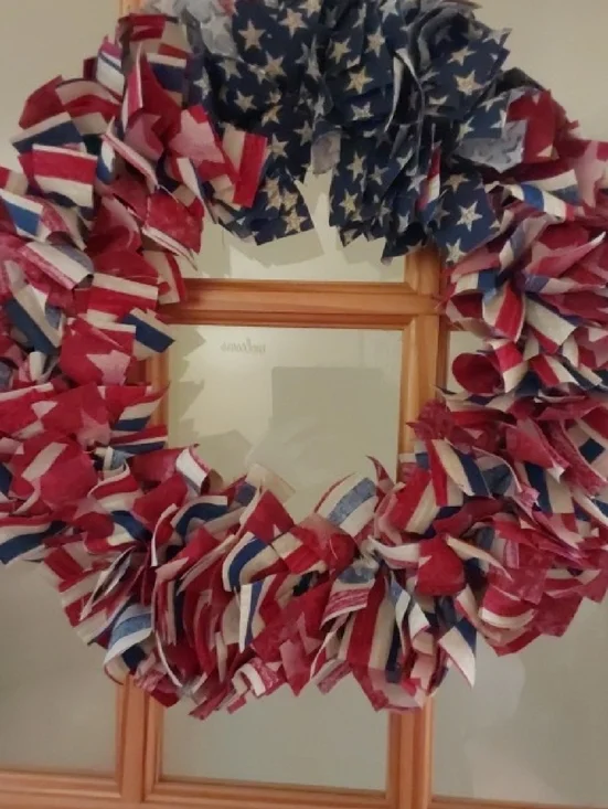 Patriotic Red, White & Blue Holiday Wreath