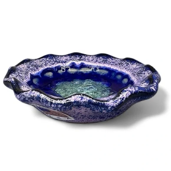 Trinket Dish - Fused Glass Art Pottery Purple/Blue Dish - USA, Down To Earth