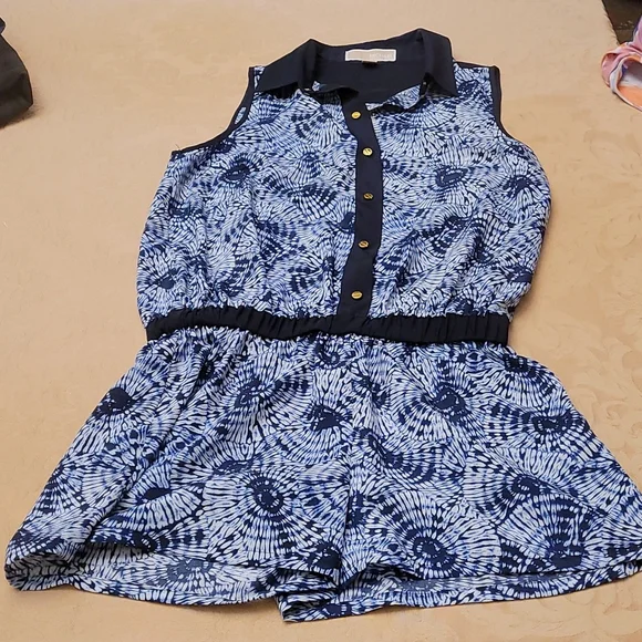RARE GORGEOUS VINTAGE MICHAEL KORS BLUE AND WHITE ROMPER SIZE S