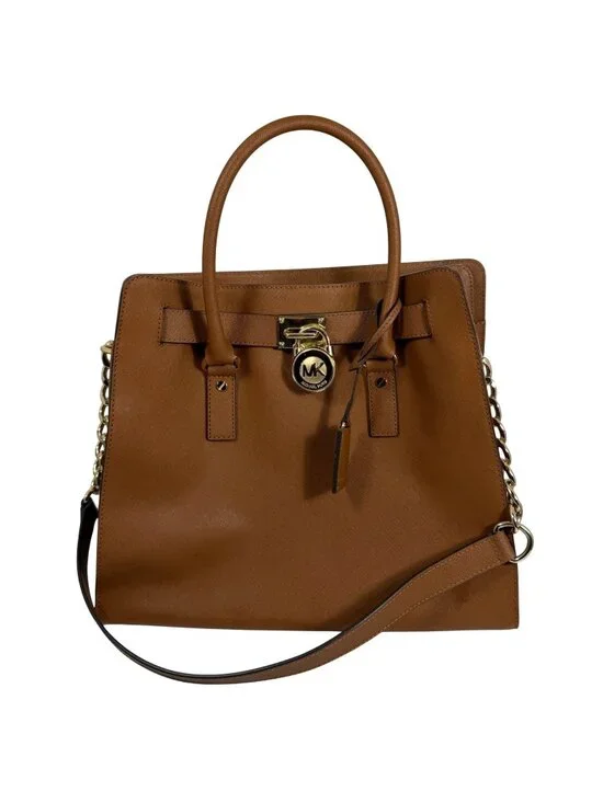 Michael Kors Hamilton Large North South Tote in Brown Saffiano Leather