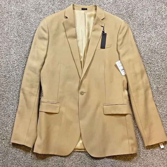 J Ferrari JF Mens Sport Coat Suit Jacket Blazer Slim Fit Florence‎ Brown 42L NWT