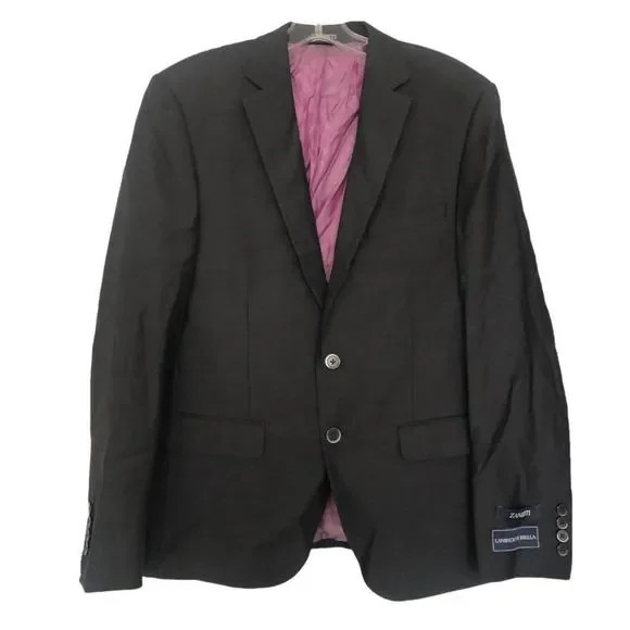 Zanetti Blazer Gray Wool Notch Lapel Slim Fit Size 42S