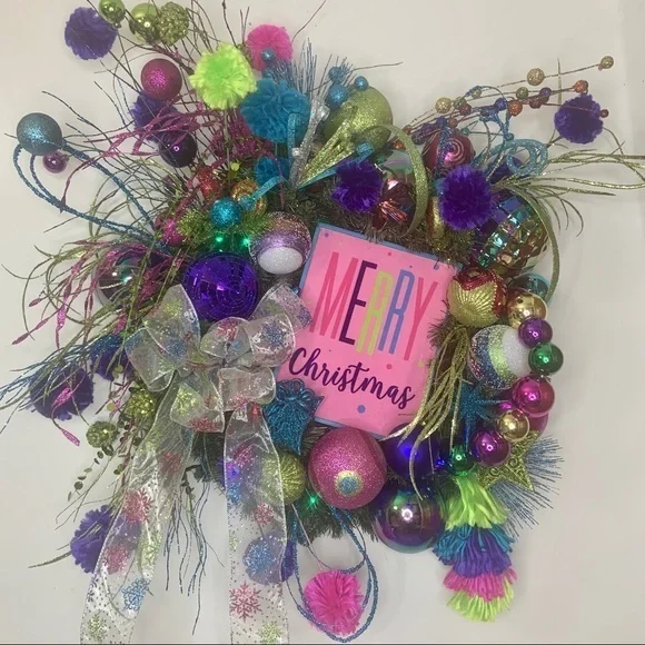 New Colorful Whimsical Unique Christmas Wreath