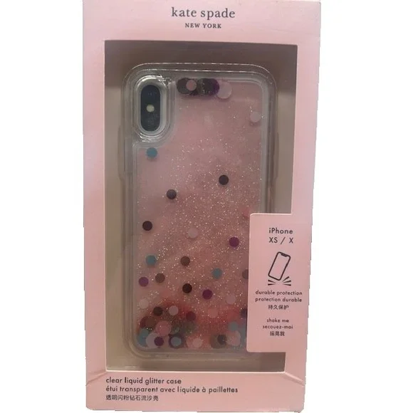 Kate‎ Spade NY Disco Dots Liquid Glitter Protective Case for iPhone XS / X - NIB