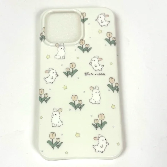 Cream White Floral Bunny Phone Case for iPhone 12 NEW
