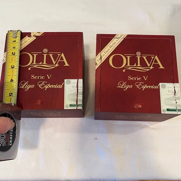 2 Oliva Series 5 Liga Especial empty cigar boxes with sliding lid