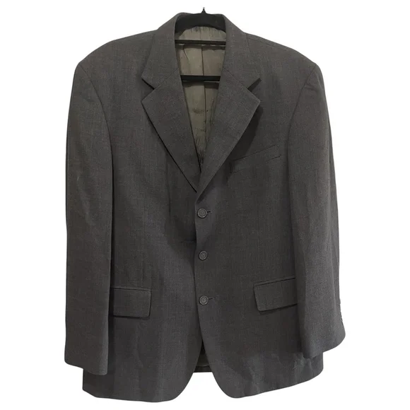 Oscar De LA Renta Blazer 42S Mens Gray 100% Wool Formal Athletic Fit Notch Lapel