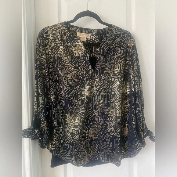 Michael Kors gold and navy blouse size-L