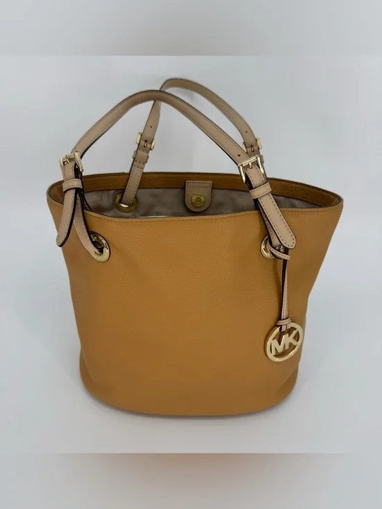 Michael Kors Caramel/Tan Pebbled Leather Tote with MK Charm