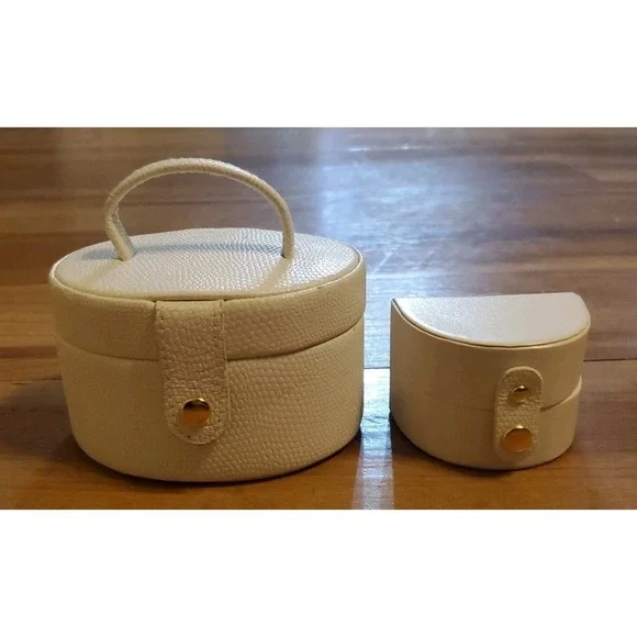 Small Jewelry Case Travel Accessory Storage Box Jewelry Organizer White Set of 2