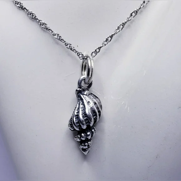 Conch Shell Sterling Silver Charm Pendant.