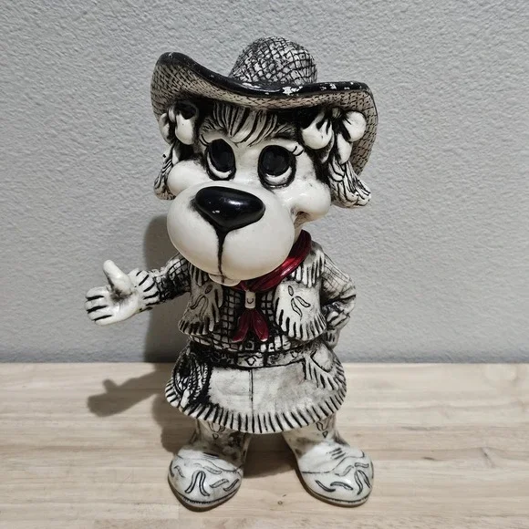 1971 Vintage Creative Manufacturing Cowgirl Western Dog Decorative Bank 9
