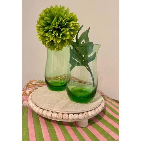 Vintage Empoli Green Glass Vases:‎ Mid-Century Modern Italian Tulip Decor