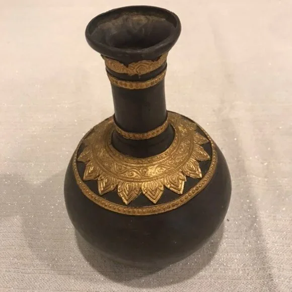 Thailand Bronze Gold Vase 8