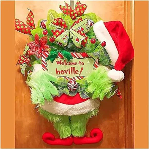 Christmas Plush Wreath Christmas Decorations Front Door Decoration Wreath