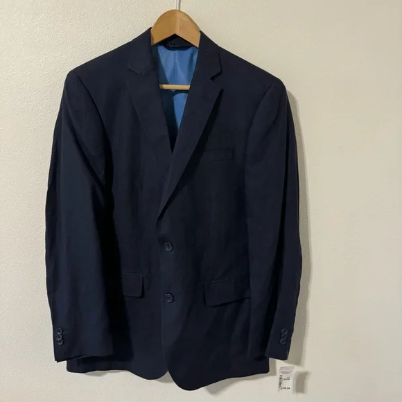 Jos. A. Bank Linen Blazer Navy Lined Two Button Closure NWT-Medium