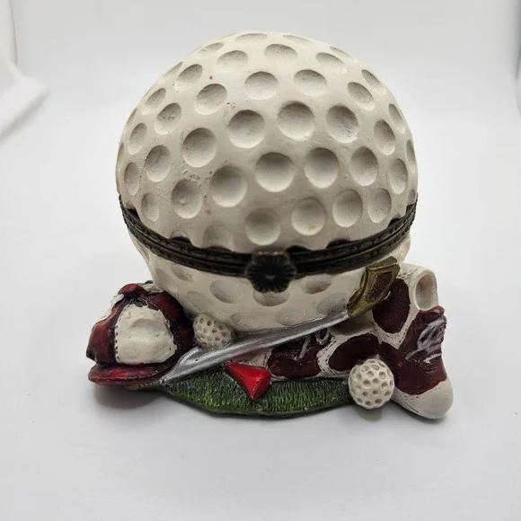 Golf‎ Ball Trinket Box Hinged Keepsake Holder Golfer Gift Decor