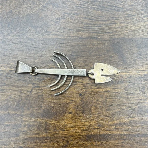 Silver Fish Skeleton Pendant