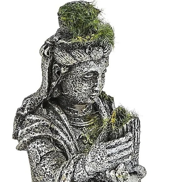 Blue Ribbon Ancient Buddha Statue Moss Exotic Environment Aquarium Ornament 7X4