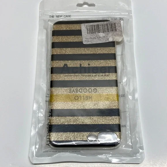 iPhone 7 Plus Mobile Case Gold Glitter Striped Cell Phone Sparkle Fashion NWT