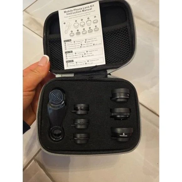 Liginn 9 In 1 Cell Phone Camera Lens Kit Smartphone Attachments w/ Case