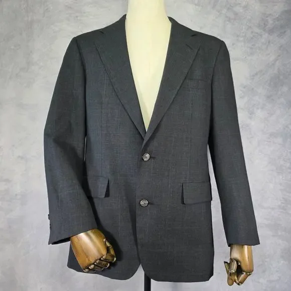 Vintage Brooks Brothers Blazer Mens 40 Long Gray Wool 2 Button Jacket USA Union
