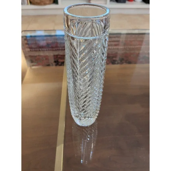 Crystal Ralph Lauren Herringbone Bud Vase, Excellent Condition, 7.5