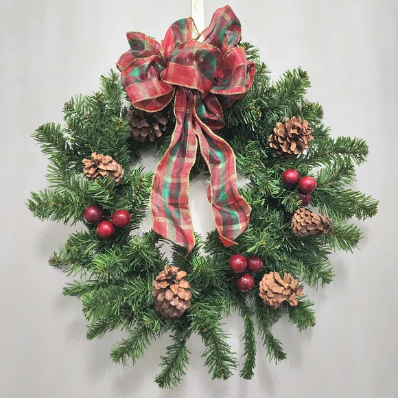 Kurt Adler 20 Inch Holiday Wreath with Pinecones, Berries And Bow