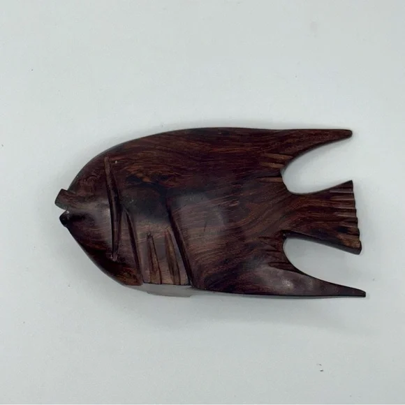 Carved Ironwood Tropical Fish 5 Inches long X 3 Inches Tall Brown Wood
